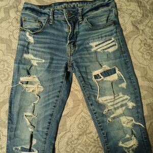 American Eagle Outfitters Women's Distressed Blue Jeans